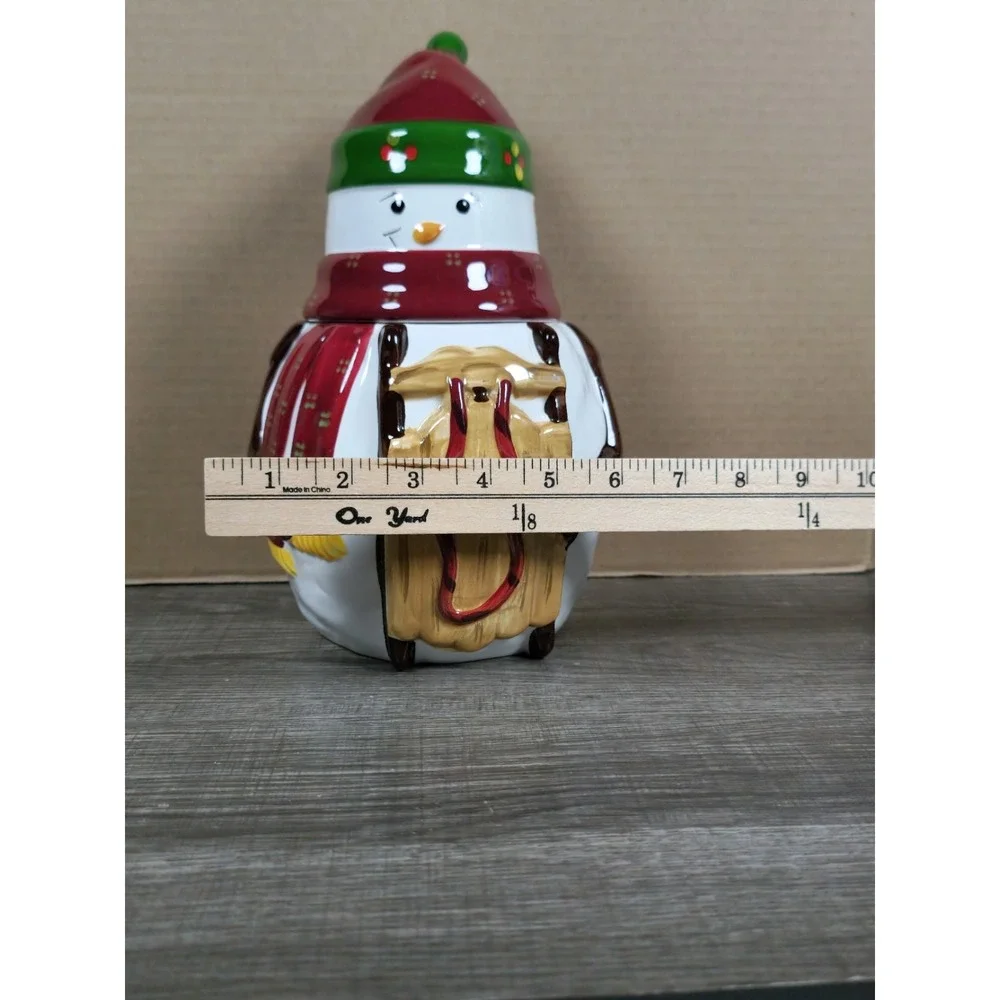 Hand Painted Ceramic Snowman Cookie Jar for Nonni's Biscotti